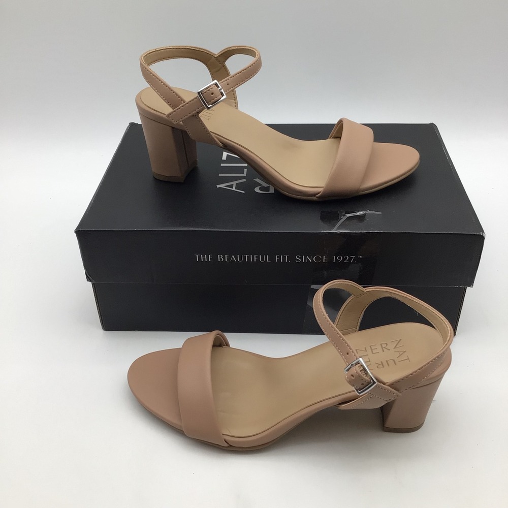 Naturalizer Bristol Creme Brulee Block Heel Sandals Wide Width Size 6.5W NEW